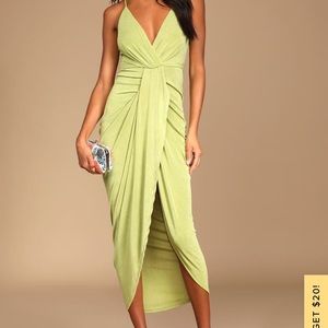 Dreamy Date Light Green Surplice Midi Dress 
Lulus